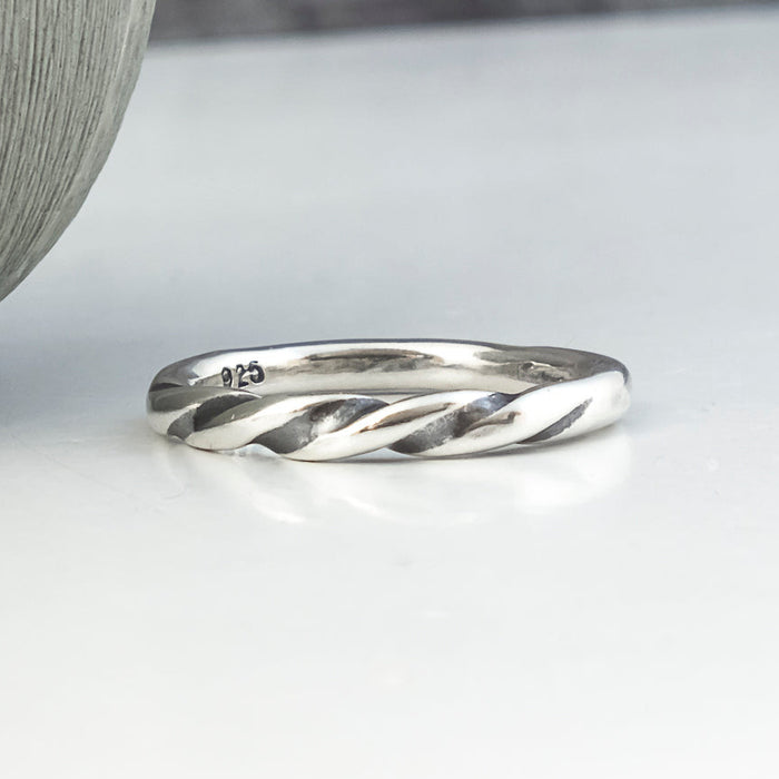 sterling silver twisted stacking ring