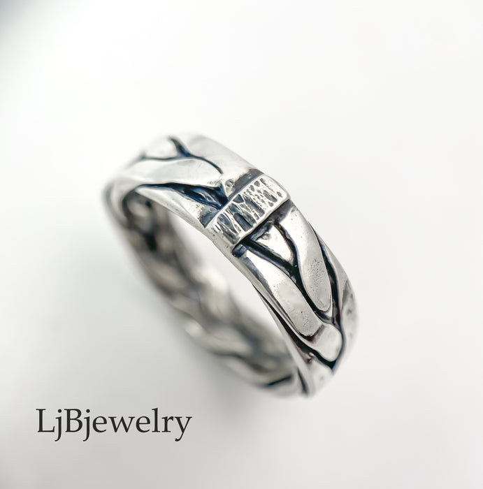 sterling silver braided rope stacking ring