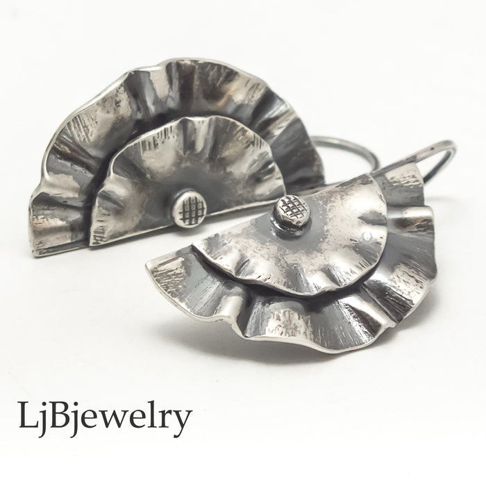 sterling silver wavy dangle earrings