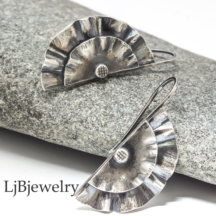 sterling silver wavy dangle earrings