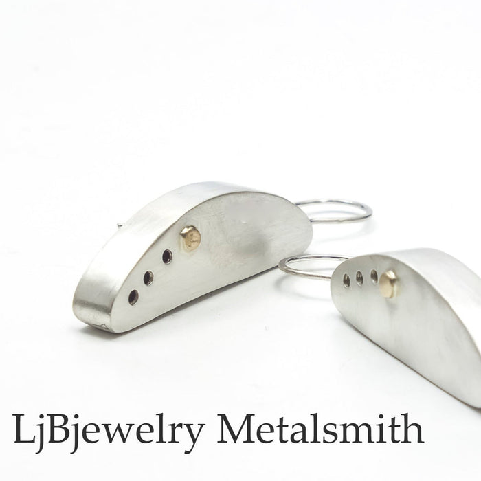 sterling silver and gold statement dangle earrings
