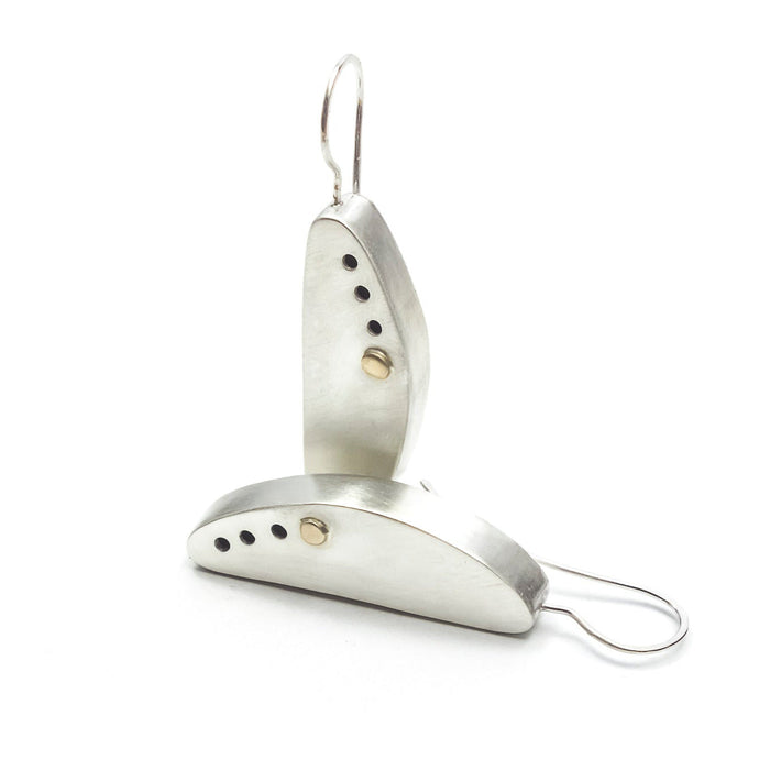 sterling silver and gold statement dangle earrings