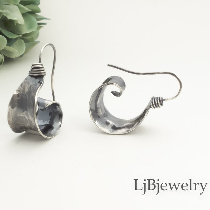 sterling silver saddle hoop earrings
