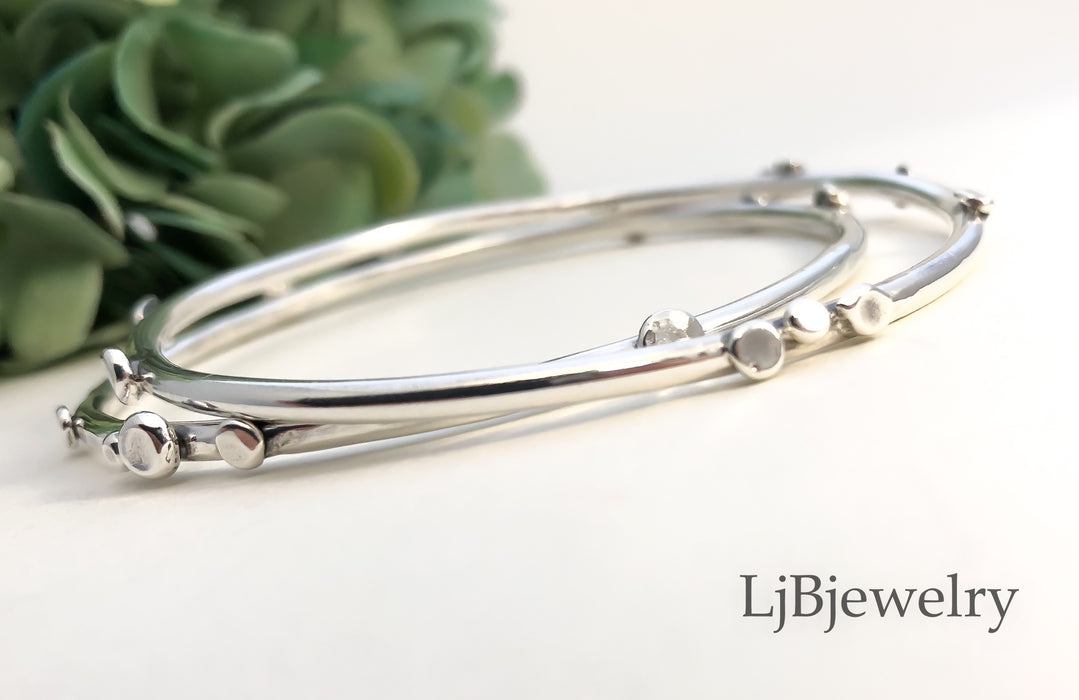 sterling silver stacking pebble bangle
