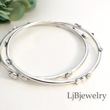 sterling silver stacking pebble bangle