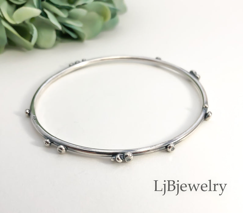 sterling silver stacking pebble bangle