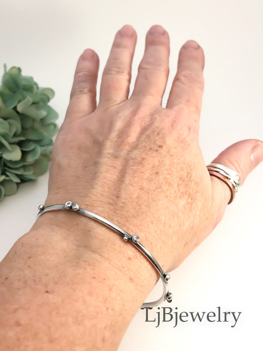 sterling silver stacking pebble bangle