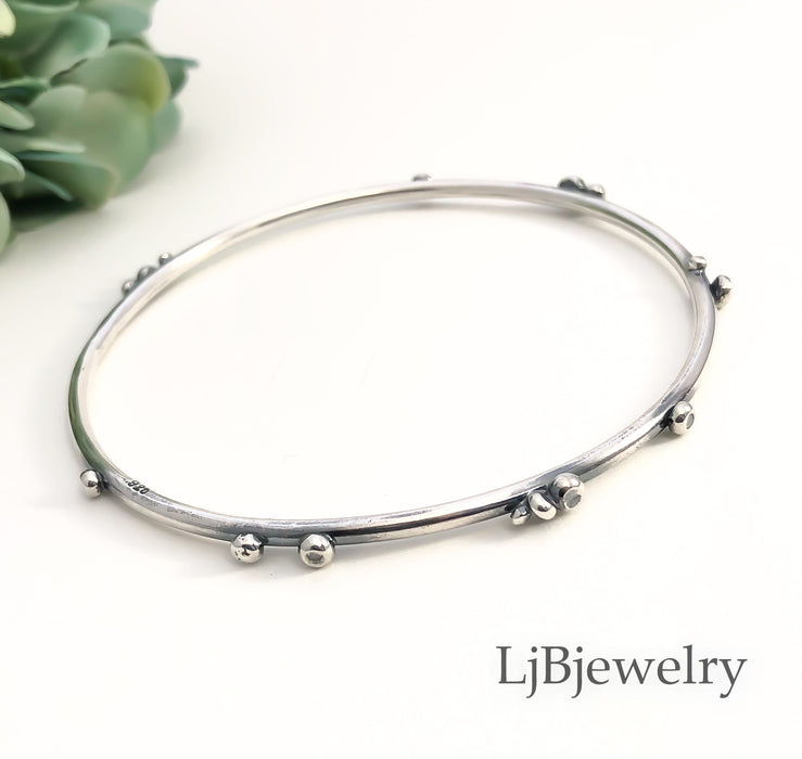 sterling silver stacking pebble bangle