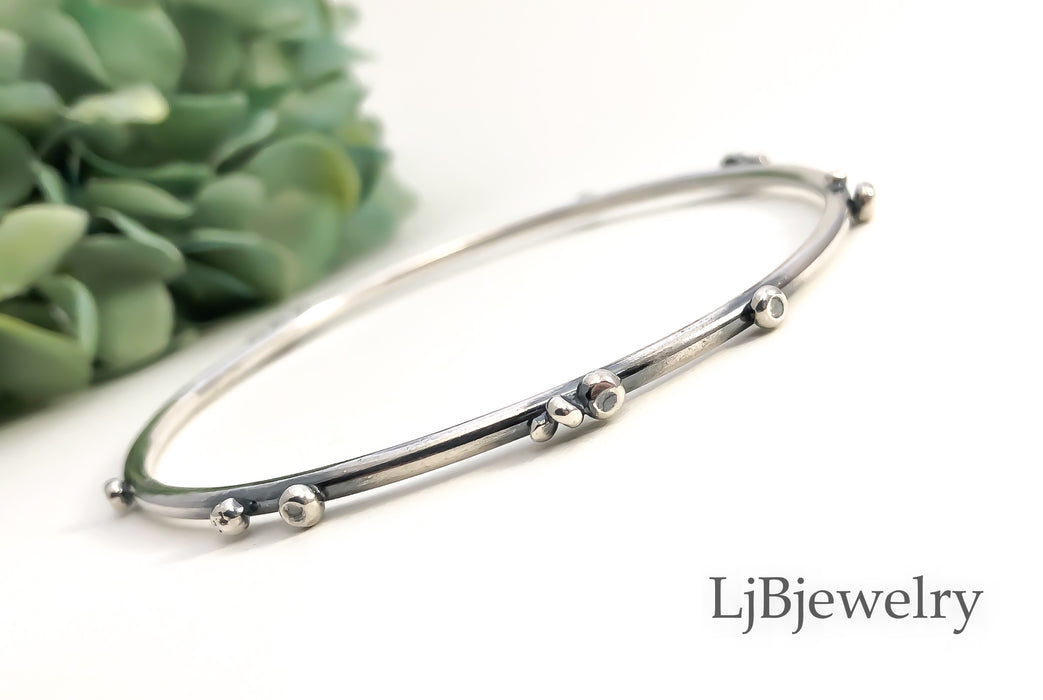 sterling silver stacking pebble bangle