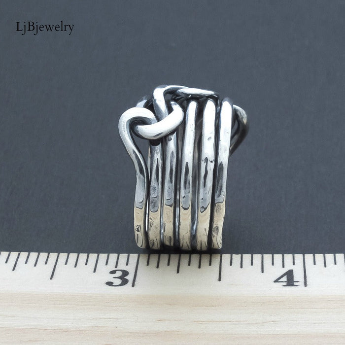 sterling silver triple knot statment ring