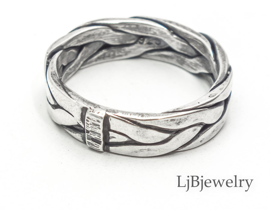 sterling silver braided rope stacking ring