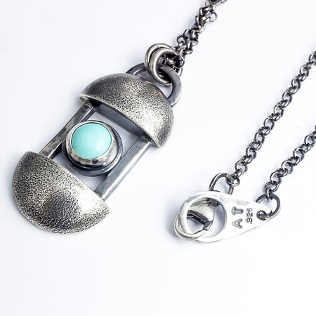 SILVER TURQUOISE PENDANT NECKLACE