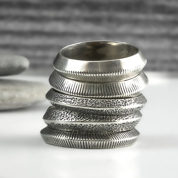 silver stacking rings