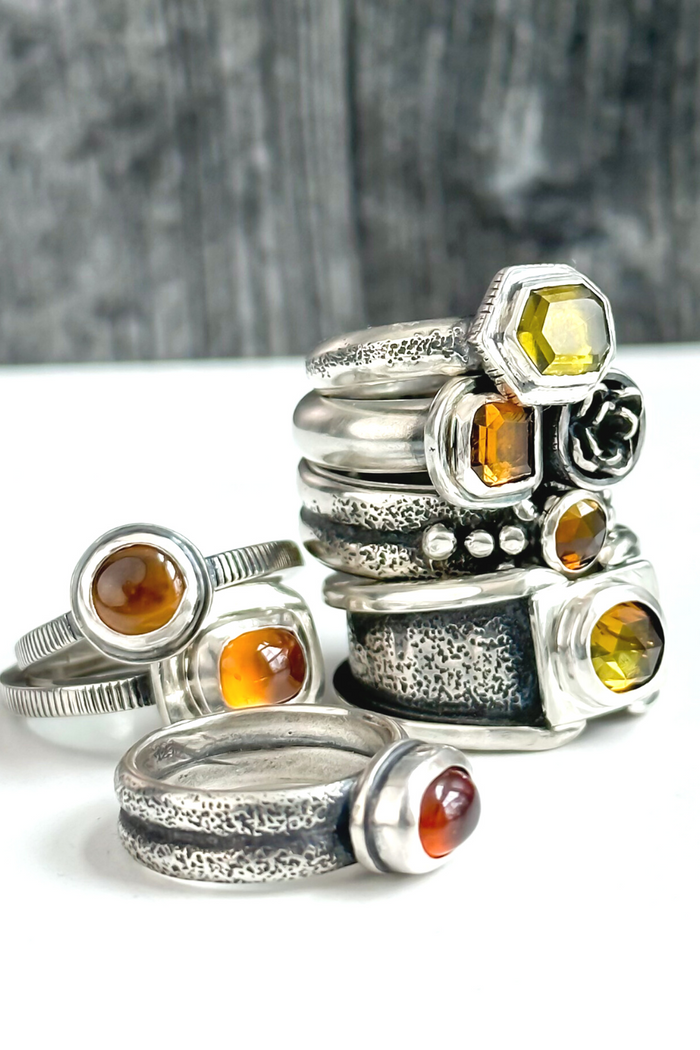 sterling silver tourmaline and garnet rings