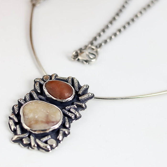 sterling silver pendant with beach stones