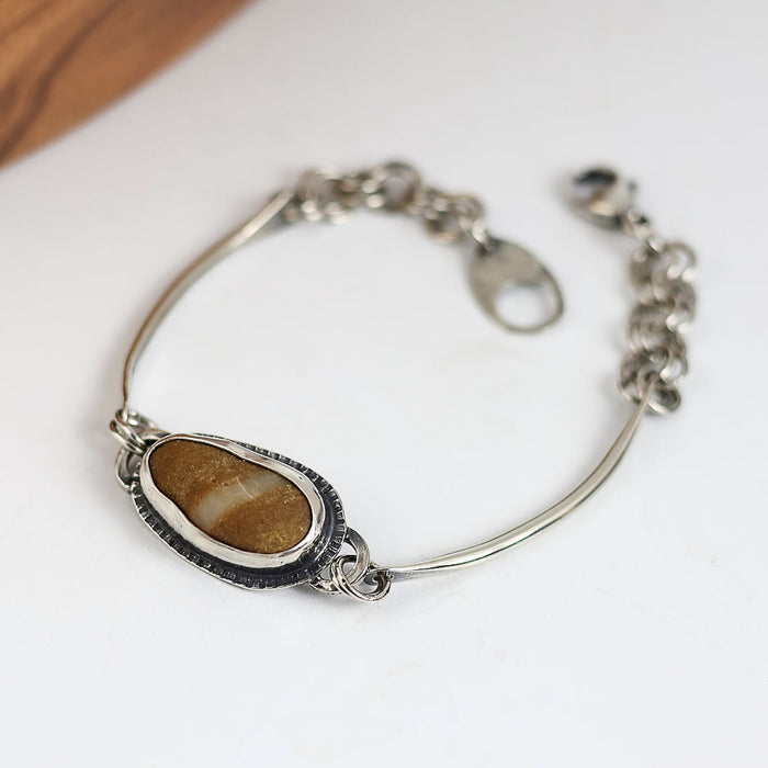 Beach Stone Sterling Silver Bracelet | Handmade Beach Jewelry | Cape Cod