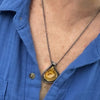 sterling silver and 14k gold pendant with an agate slice