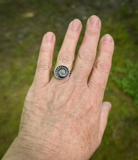 sterling silver ammonite ring
