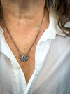 sterling silver tourmaline pendant on neck