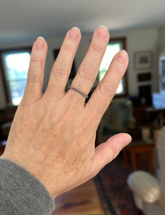 Thin Silver Textured Stacking Ring