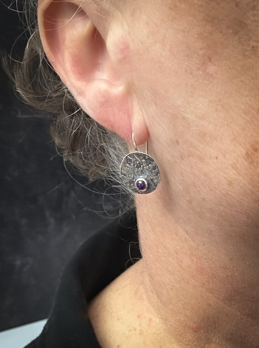 sterling silver dangle amethyst earrings