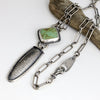 Sterling silver necklace with Kingman turquoise from Arizona and textured hollow form pendant, patina finish, handmade by LjB Jewelry
