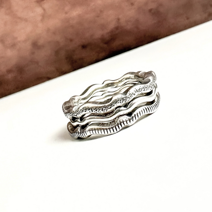 Handmade Sterling Silver Stacking Wave Ring - LjBjewelry