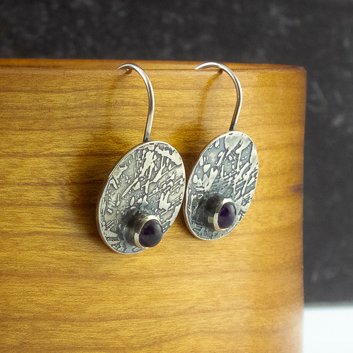 sterling silver dangle amethyst earrings