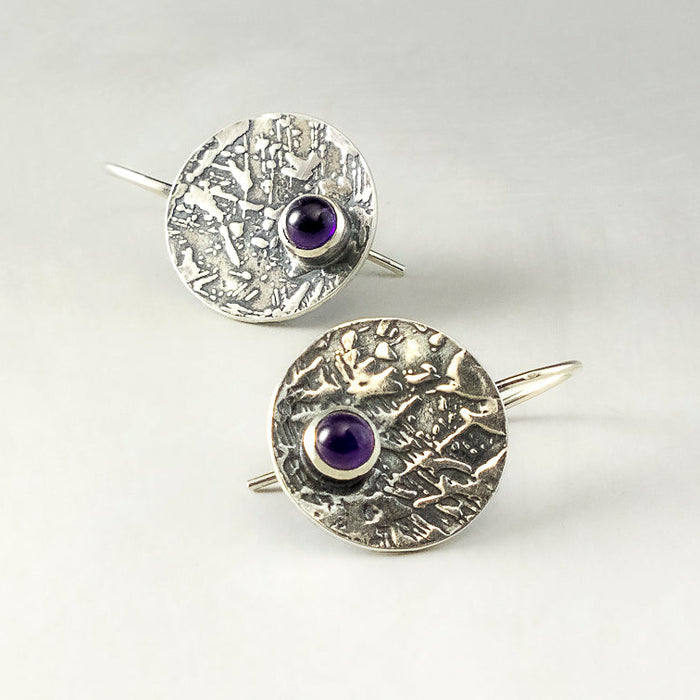 sterling silver dangle amethyst earrings