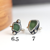 Silver rings with seafoam color beach glass
