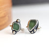Silver rings with seafoam color beach glass