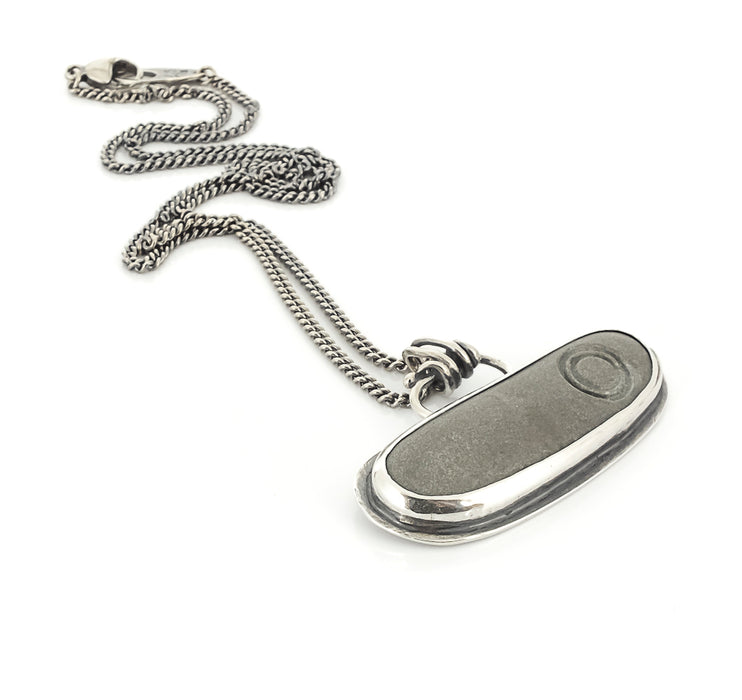 sterling silver cape cod beach stone pendant necklace