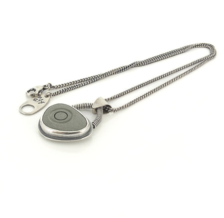sterling silver  cape cod beach stone pendant necklace