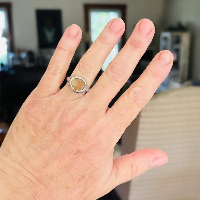 Beach Stone Sterling Silver Ring | Handmade Everyday Ring  - Size 8