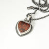 sterling silver red heart dino bone pendant