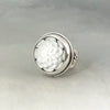 sterling silver statement ring with glass flower cabochon