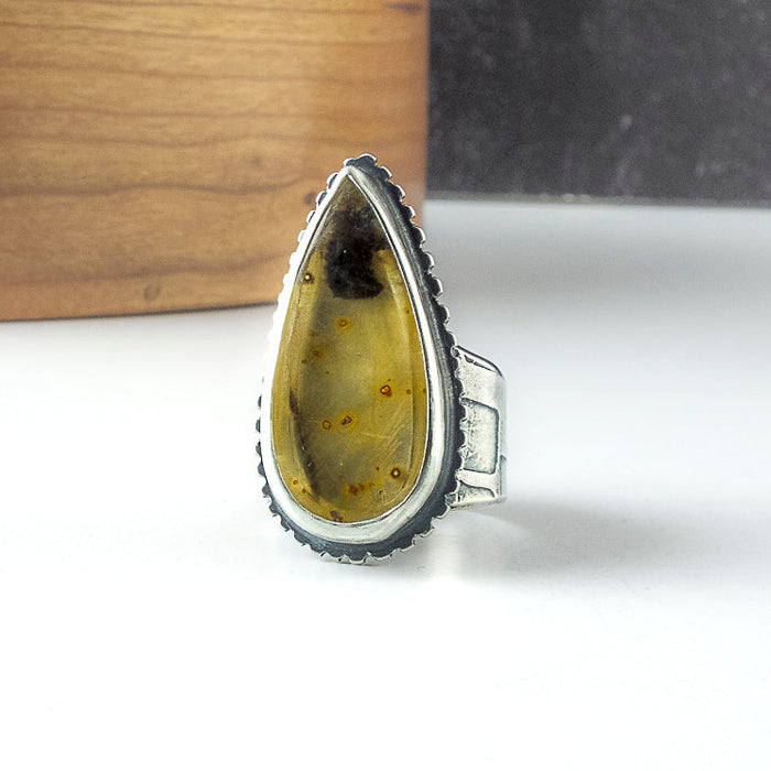 sterling silver hematoid quartz ring