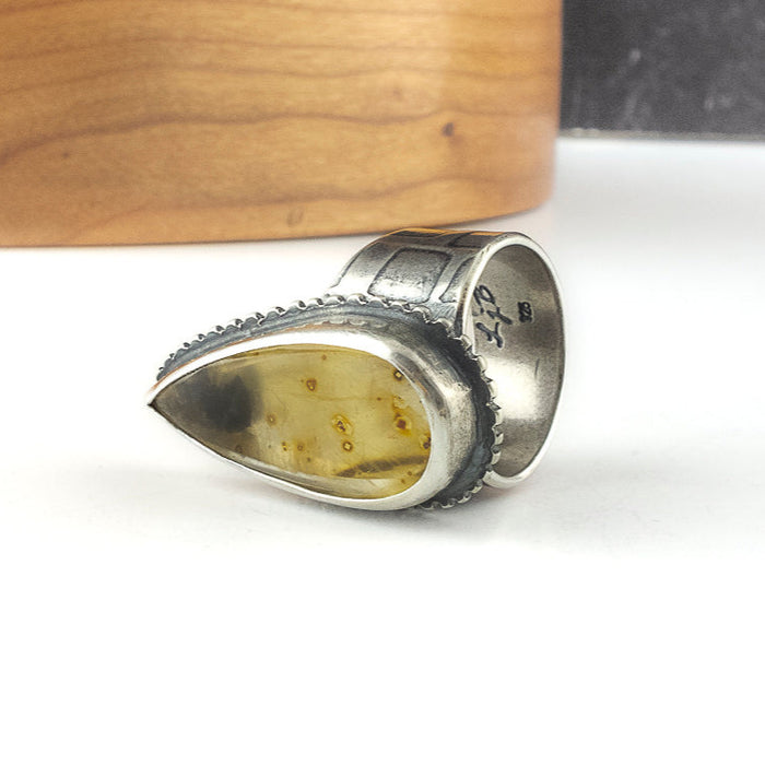 sterling silver hematoid quartz ring