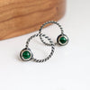 Silver stud earrings with malachite