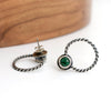 Silver stud earrings with malachite