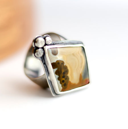 sterling silver ring with ocean jasper stone