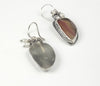 silver agate and pearl dangle earrings