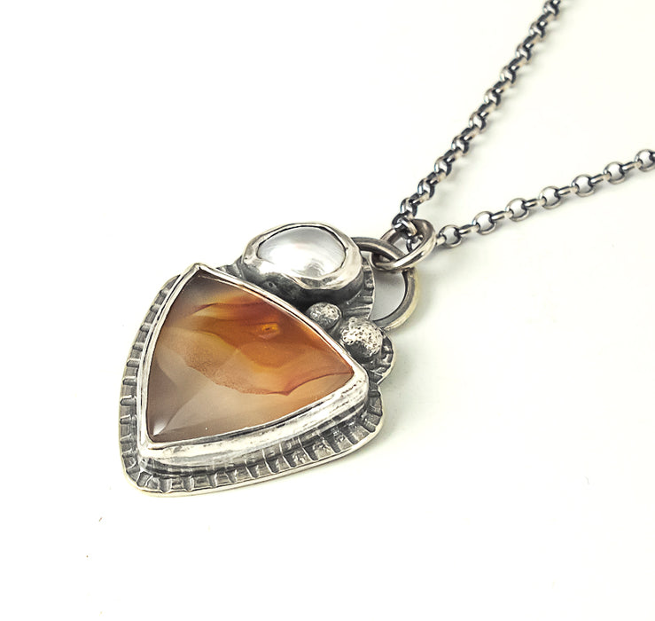 Sterling Silver Agate and Pearl Necklace