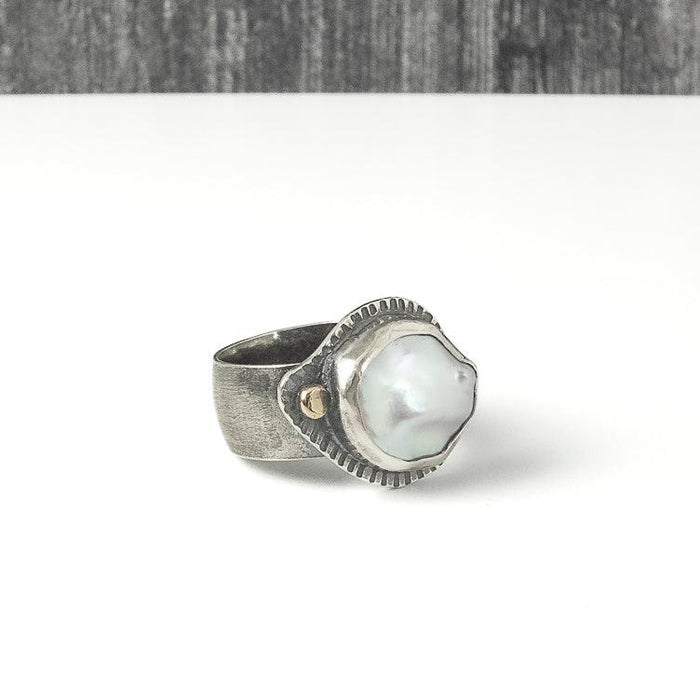 sterling silver and pearl statement ring