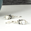 sterling silver dangle pearl earrings with lever backs