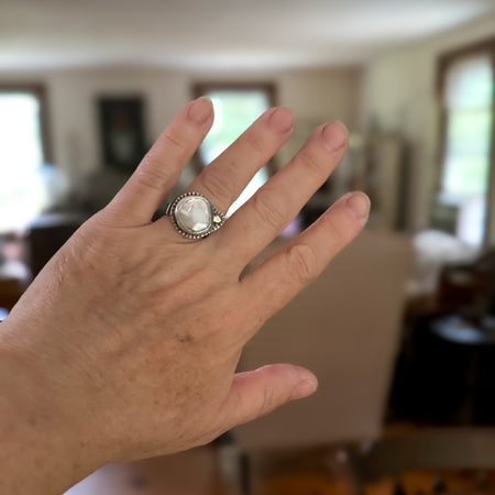 sterling silver and pearl statement ring