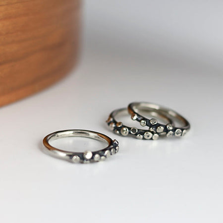 sterling silver pebble stacking rings