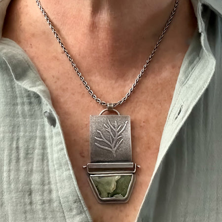 sterling silver rainforest jasper pendant necklace