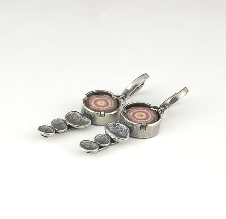 sterling silver and rhodocrosite dangle earrings
