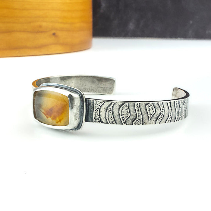 agate silver cuff bracelet